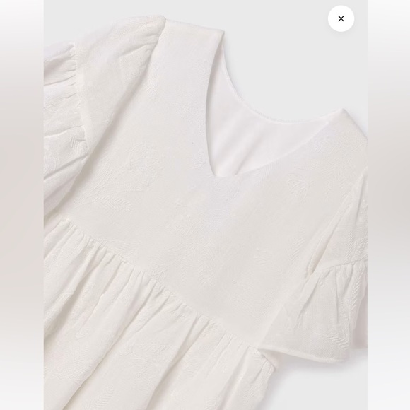 NWT Mayoral Girls Embossed Embroidery Dress White | NWT Mayoral White Dress - Picture 6 of 7